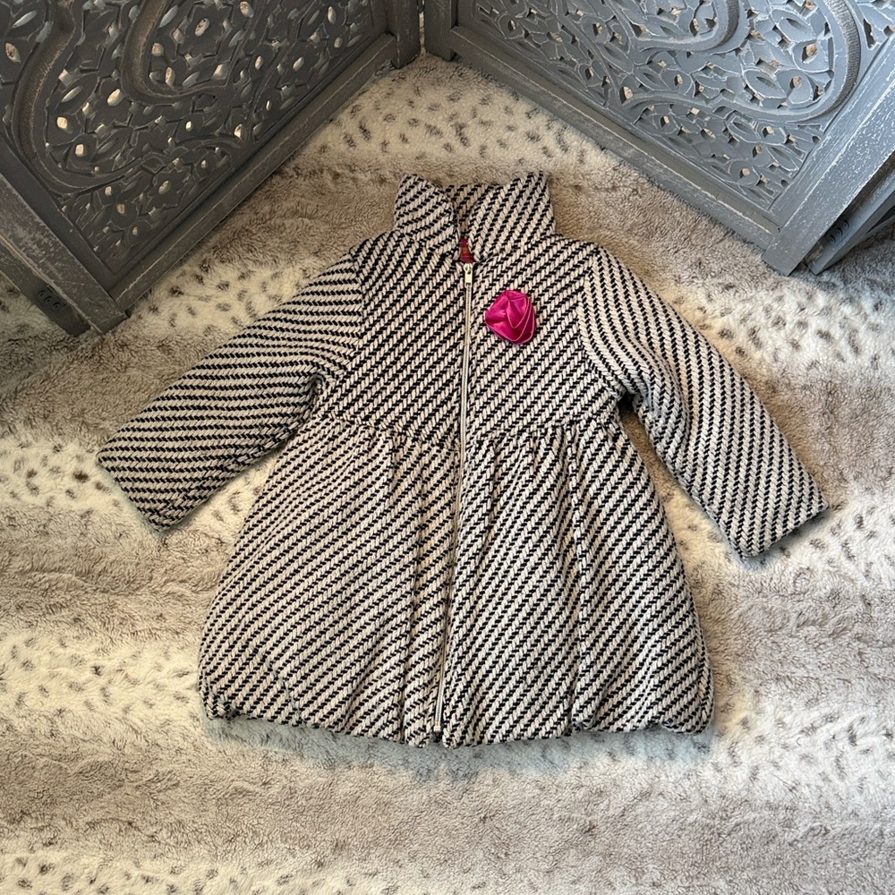 Penelope Mack chunky knit striped jacket girls 4T hot pink rose girlhoodcore